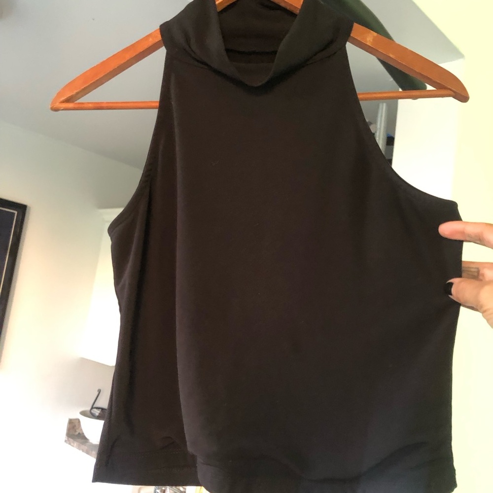 Black Sleeveless Mock Neck Top